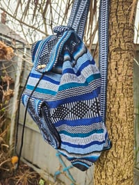 Image 4 of MALIA Mexican Baja woven fabric Backpack - BLUE