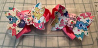 Image 2 of 4” Bear - Combo Leather/Ribbon Hair Bows