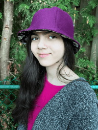 Image 10 of Purple Wool Blend Hat With Gothic Lining 