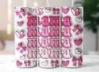 Pink bow Mama tumbler