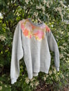Holly Stalder Reconstructed Sweatshirt with Quilted Floral Neckline 