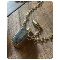 Image 3 of Sunset Flash Labradorite and Solid Brass Vessel Necklace