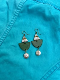 Image 4 of SAIL EARRING - WHITE OPAL+ GOLD, BLUE STONE, PEARL