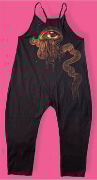 Image 2 of “GIVE ME YOUR SKULL” CUSTOM BLEACH PAINTED BAGGY ROMPER LARGE 
