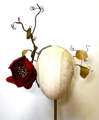 Image 1 of Crimson red flower headpiece