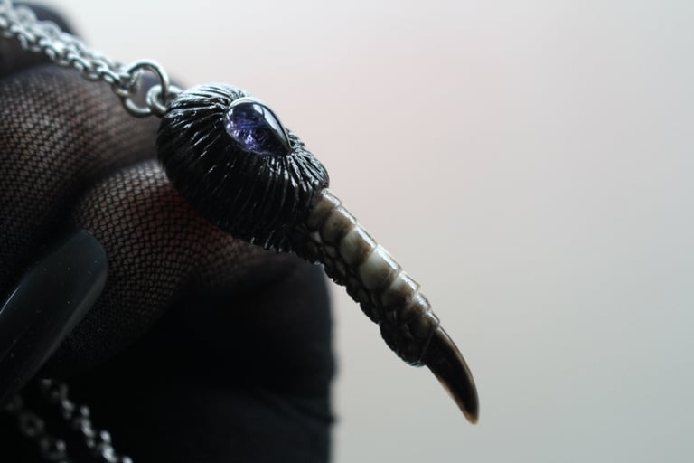 Dead Good Pheasant toe necklace with lolite crystal stone copy Image 5