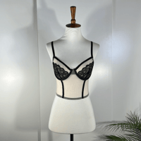 Image 2 of F21 sheer lace black and beige bra camisole top
