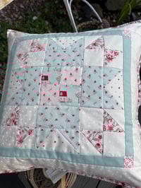 Image 5 of Quilted patchwork summer stars 18” cotton cushion cover