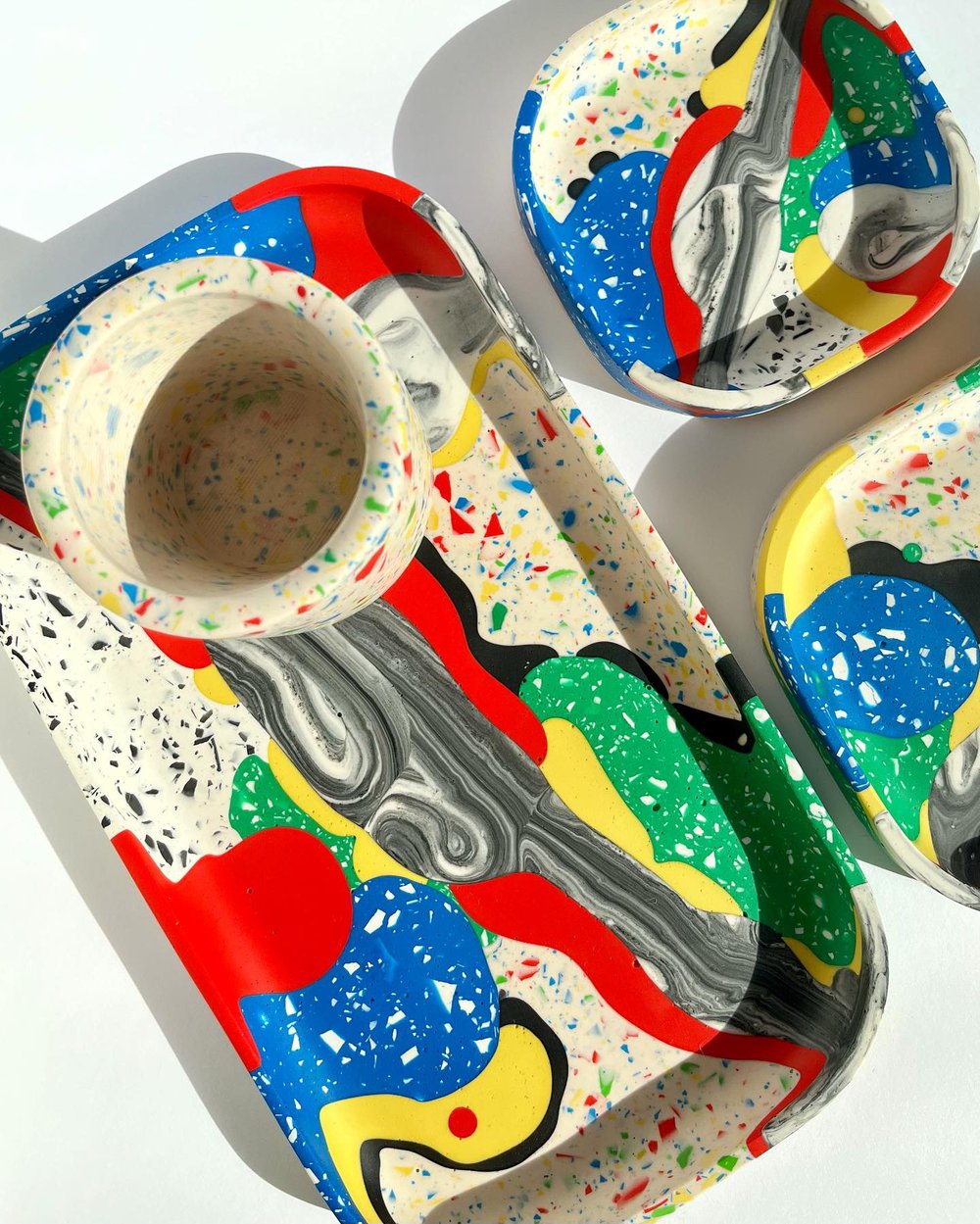Image of Multi Color Trinket Tray Set ~ Mono