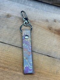 Image 2 of Leather Keychain, Hand-marbled Pastel Nonpareil 