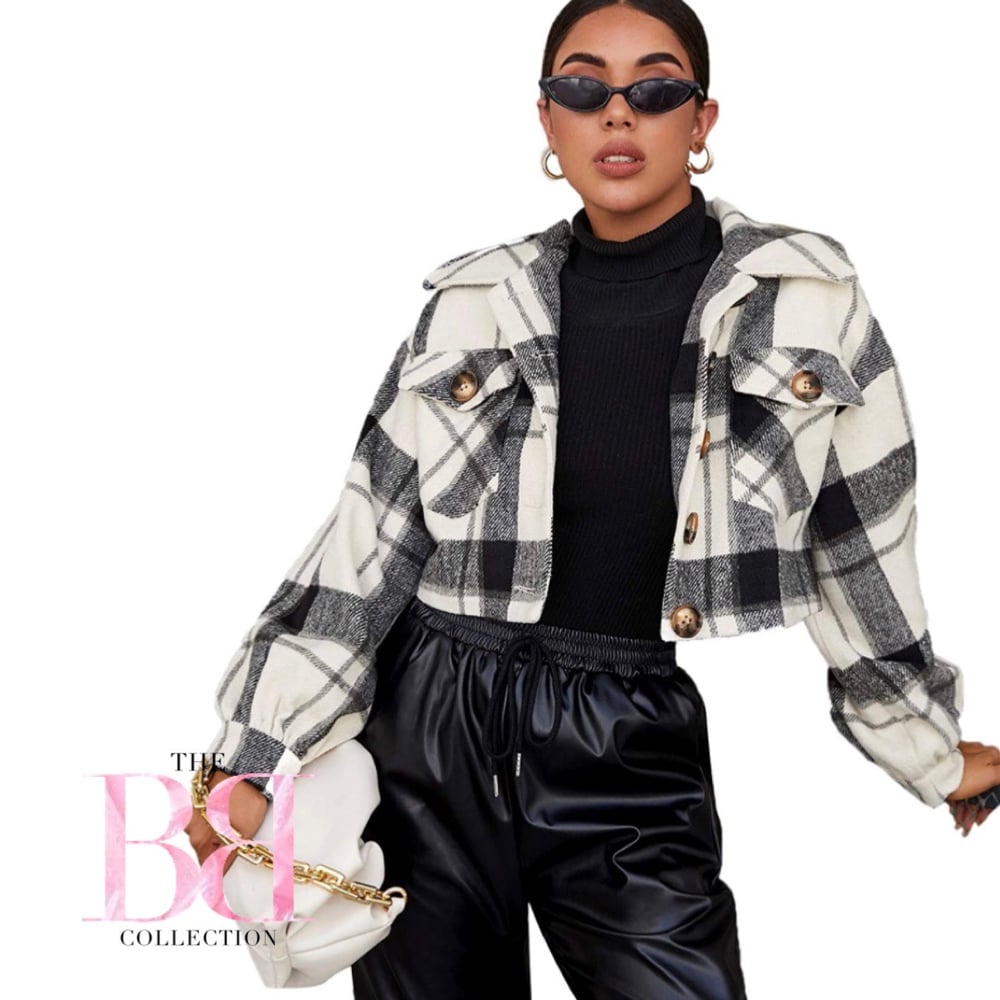 Image of Jade Plaid Crop Jacket