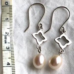 Lovely Freshwater White Pearl Drop Earrings with 925 Sterling Silver Wires. No4
