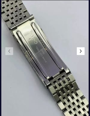 Image of Omega 20mm Silver colour rice bead strap / bracelet / band with curved buckle.