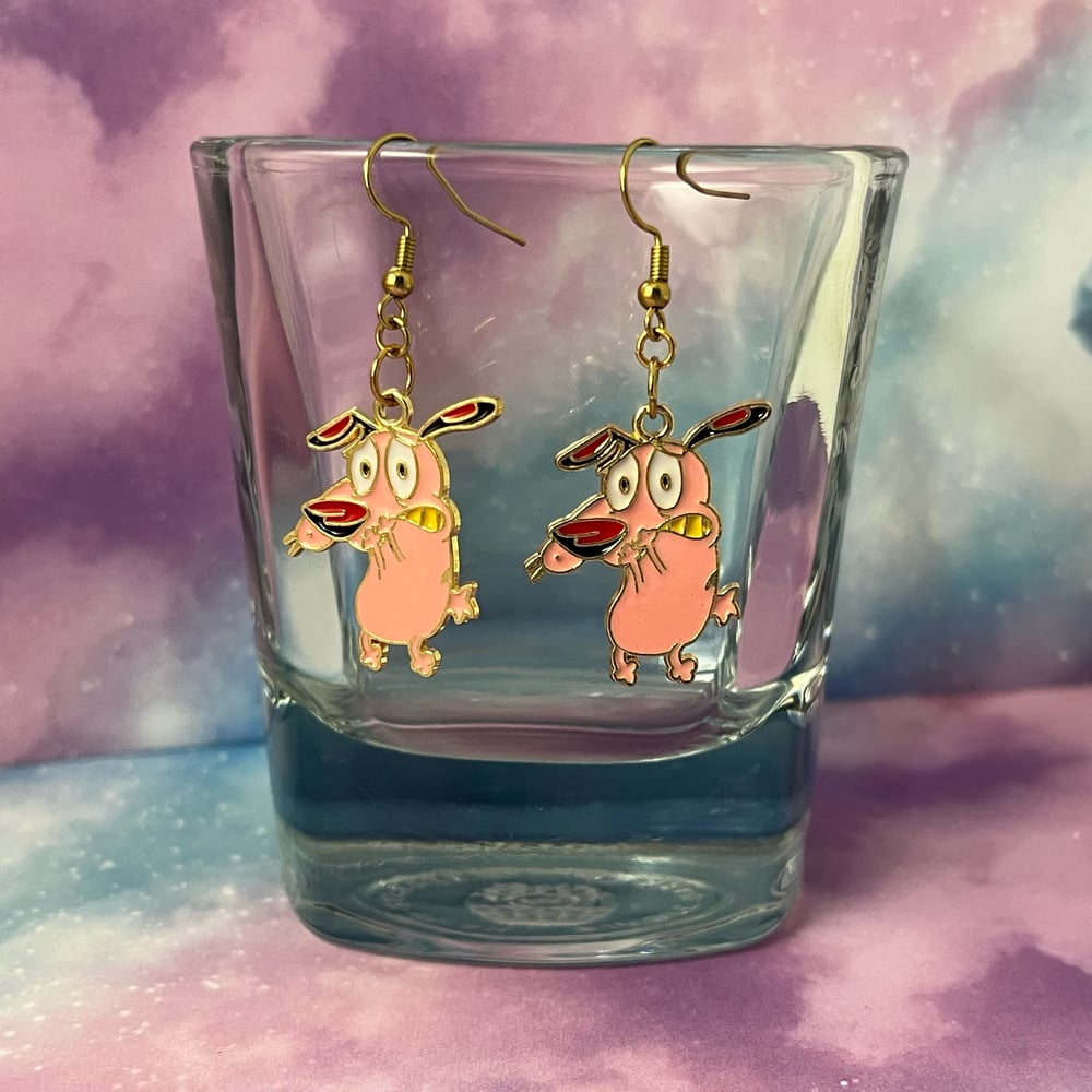 Image of Courage Pink Dog Earrings