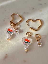 Image 9 of BUILDABLE FLOWER PEARL HEART EARRINGS 