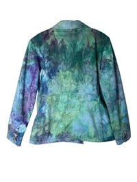 Image 3 of ♻️ UPCYCLED M Twill Peacoat Jacket in Mermaid Watercolor Ice Dye
