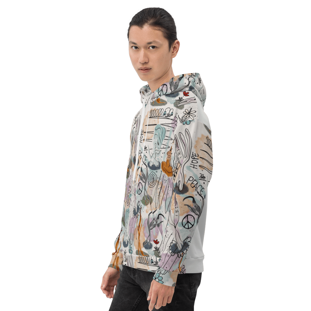 Image of Wilde Liebe Tanzen Jo Lenz Art Unisex backprint Statement Hoodie grey