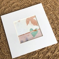 Image 2 of Mini Collage ~ Seafoam Heart, Divided, Cream & Rose Gold ~ 4x4 Inch Mat 