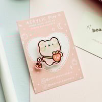Image 1 of Strawberry Bear Acrylic Pin