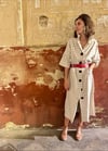 WHITE AND BLUE CHECKS COAT KAFTAN