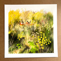 Image 2 of Fox In The Meadow - 30x30cm Giclee Print