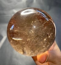 Image 1 of Smoky Quartz Sphere With Golden Rutile And Rainbows #1771