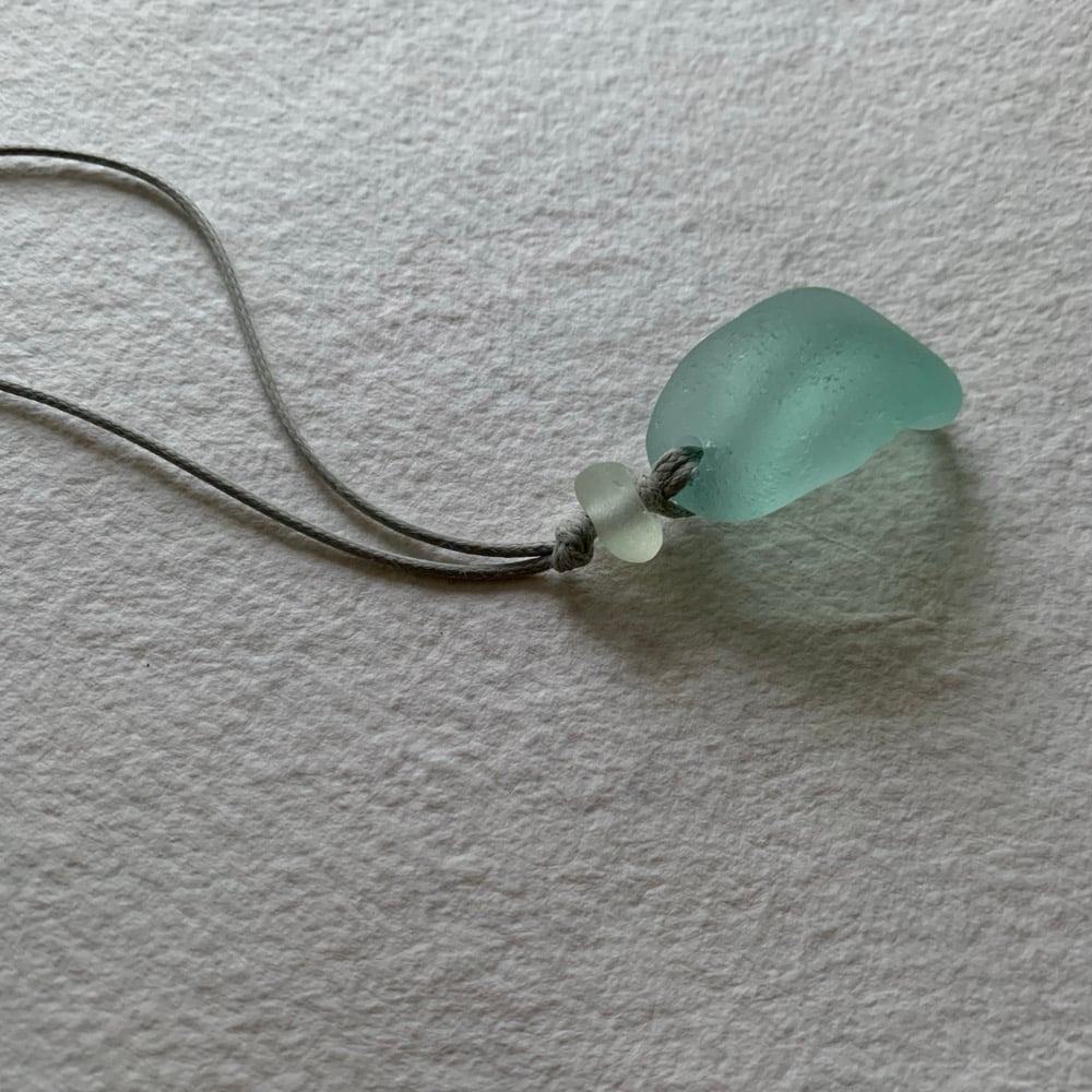 Image of Aqua sea glass curved pendant