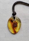 Light Amber Pendant with Cord and Natural Hole