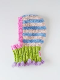 Image 2 of Sofie and Iris Striped Pastel Blue, Cream, Pink, Green and Lavender Mohair Balaclava