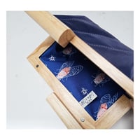 Image 3 of Navy Leather & Timber Clutch