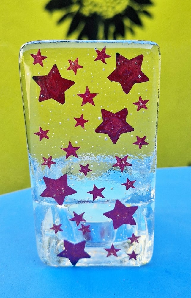 Image of Fused Glass Stars Tea Light Holder (single)