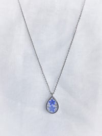 Image 2 of Forget me not Flowers, Resin and Gold Leaf Pendant Necklace 