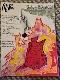 Alibi - lyric sheet watercolor/marker 9x12” (signed) 