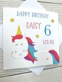 Image 4 of Personalised Unicorn Age Birthday Card - Custom Card for Kids 