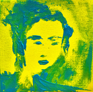 Blue-yellow Portrait No3. - Acrylic On Canvas, cc 15x15 cm