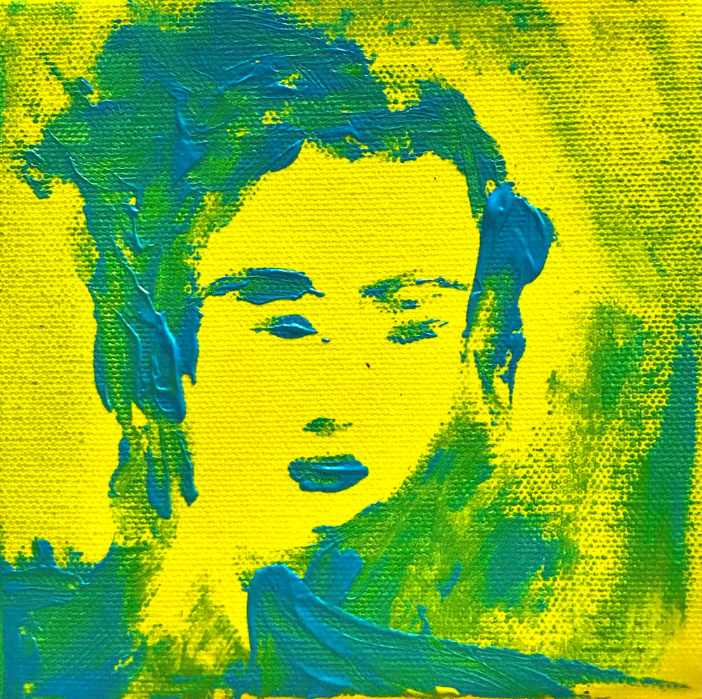 Image of Blue-yellow Portrait No3. - Acrylic On Canvas, cc 15x15 cm