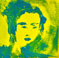 Image 1 of Blue-yellow Portrait No3. - Acrylic On Canvas, cc 15x15 cm