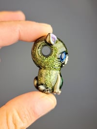 Image 3 of Matalic Green Kitty Pendant