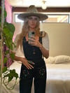 70s denim fitted overalls with embroidery 