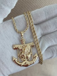 Image 2 of Anchor Eagle Pendant With 4mm (22”) Rope Chain –Necklace for Men