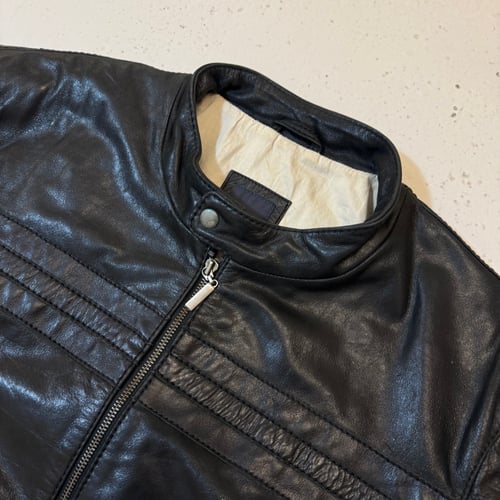Image of 1990s Cropped Heavyweight Leather Biker Jacket, Size Large