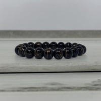 Golden Striped Black Agate Natural Stone Bracelet