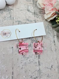 Image 1 of Pink Marble Puzzle Piece Earrings