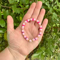Image 1 of Breast Cancer Heishi Pearl Bracelet