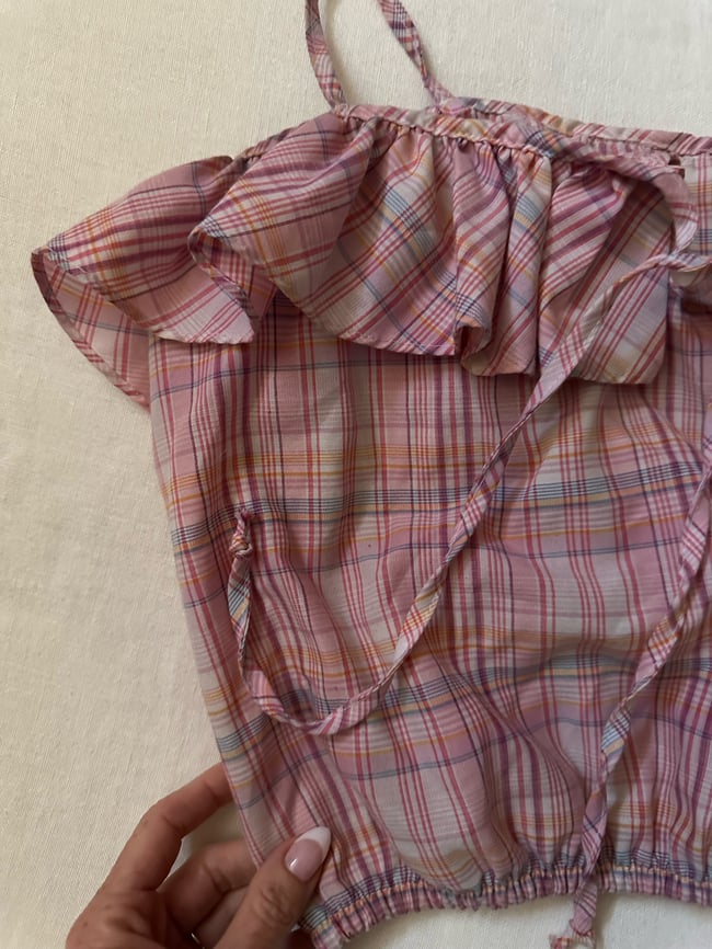 70s plaid ruffle camisole 