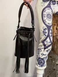 Image 2 of Soft Handle Chocolate Black Bucket Bag