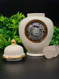Image 2 of White And Gold URN with Real Preserved Web -  2
