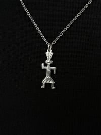 Image 2 of .925 Silver Native American Tribal Figure Pendant Necklace