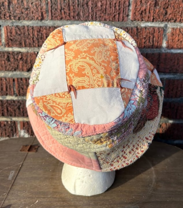 Coral Citrus Collage Quilt Bucket Hat, 25”