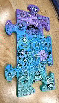Image 1 of Custom Puzzle Piece Character Collage- Paint Sketch
